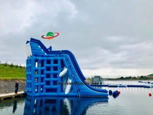 Newest The Biggest Tuv Aquatic Sport Platform water park floating toy for child and adult customized inflatable water slide with cheap price for Sale
